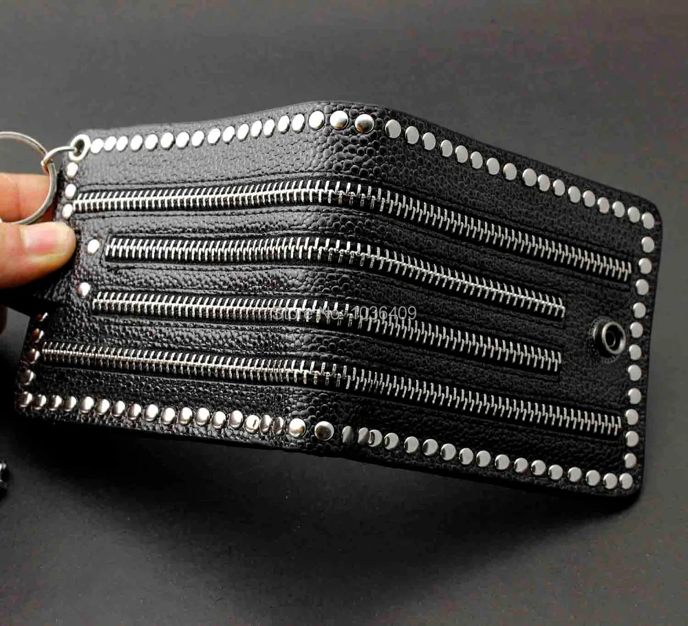 Для мужчин стержня кожаный кошелек Байкер с металлической цепью хип-хоп панк Wp12 |