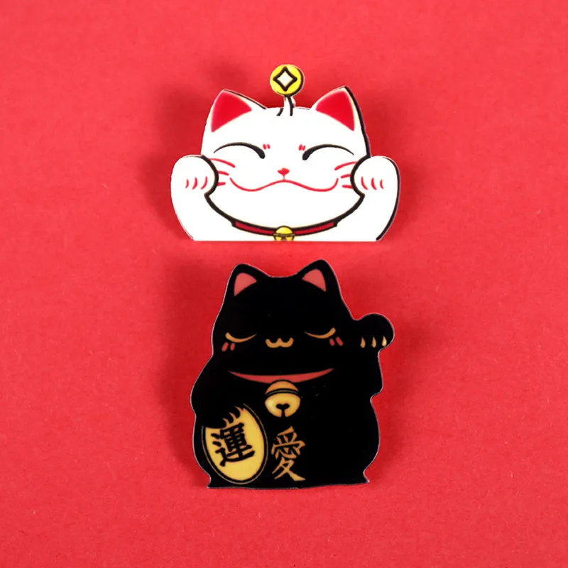 Y84 lucky cat значки на рюкзак новогодние значки Симпатичные значки мультяшная булавка для украшения одежды детский подарок Акриловые броши