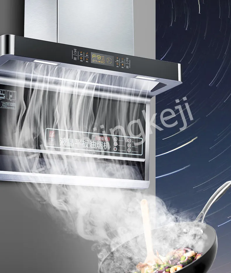 Боковая вытяжка, Автоматическая Чистящая верхняя часть всасывания, нержавеющая сталь, настенный сенсорный, высокое всасывание, кухонный жидкий кристалл