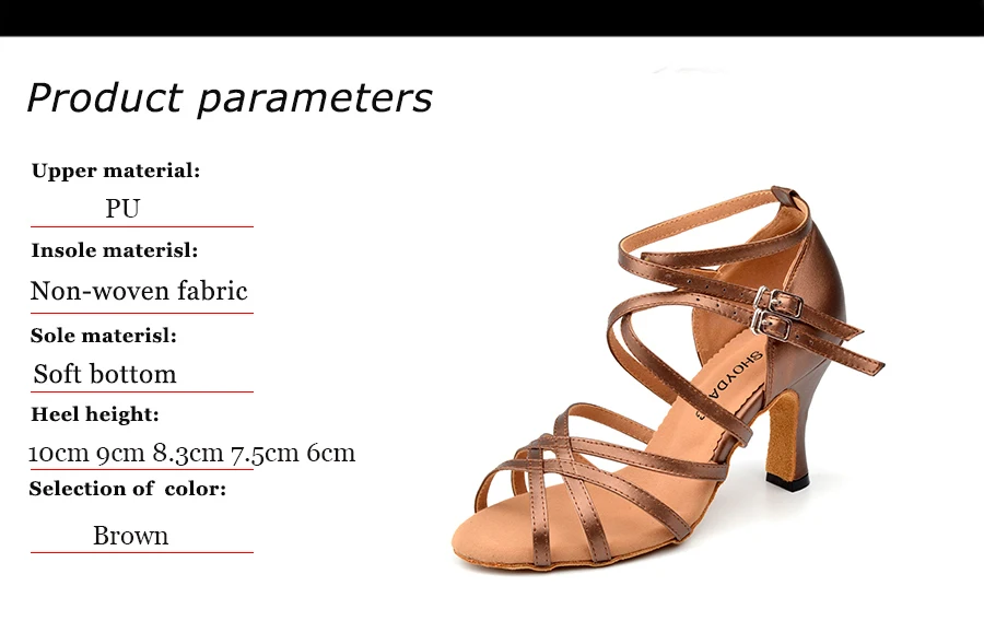 Искусственная Пелле Scarpe Da Ballo Latino Donna Scarpe Da Ballo Delle Signore Marrone Inferiore Molle Sandali
