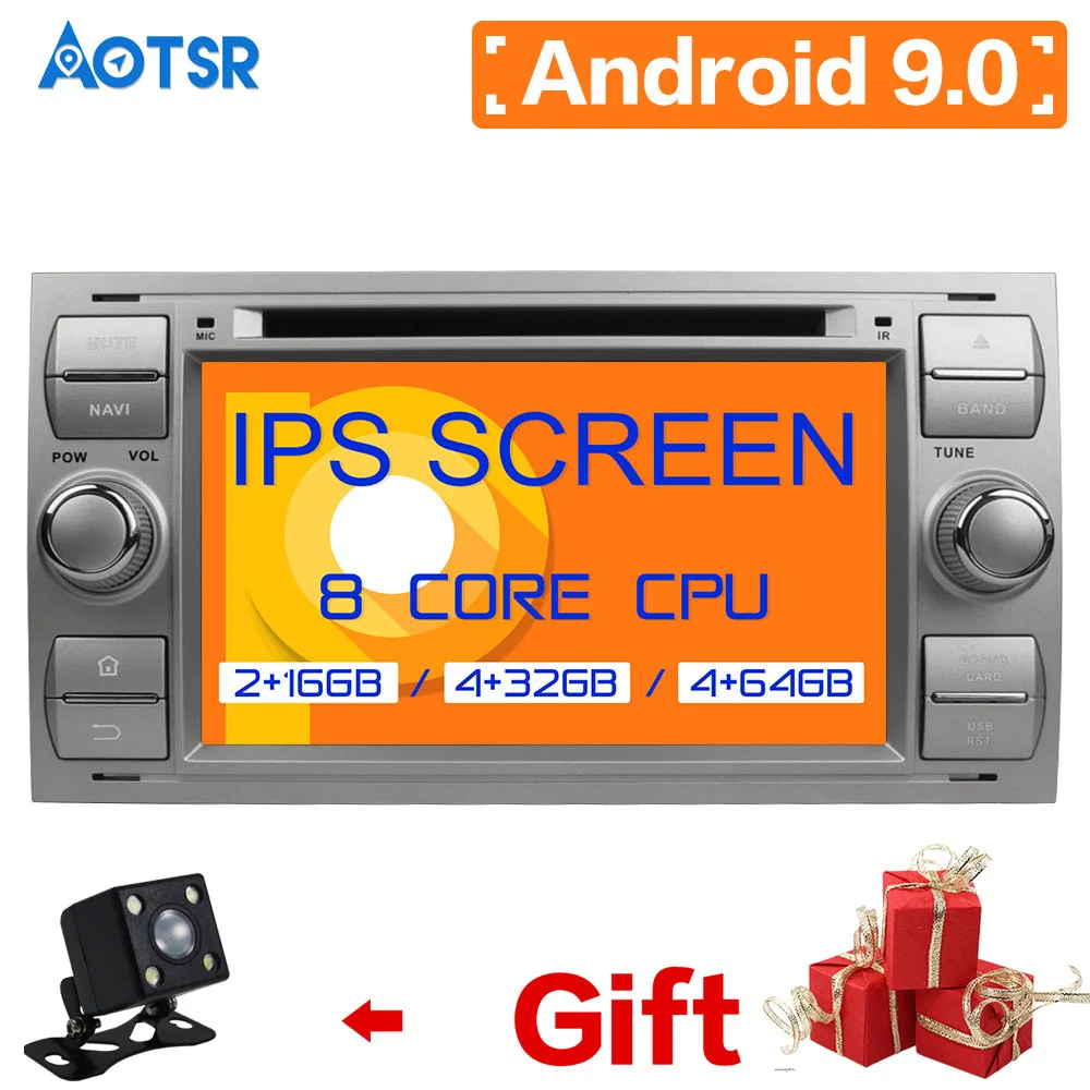 DSP IPS Android 9 0 ROM 64 RAM 4 GB Автомобильный DVD плеер для FORD/C MAX/FIESTA/FUSION/GALAXY TRANSIT/KUGA/ FOCUS
