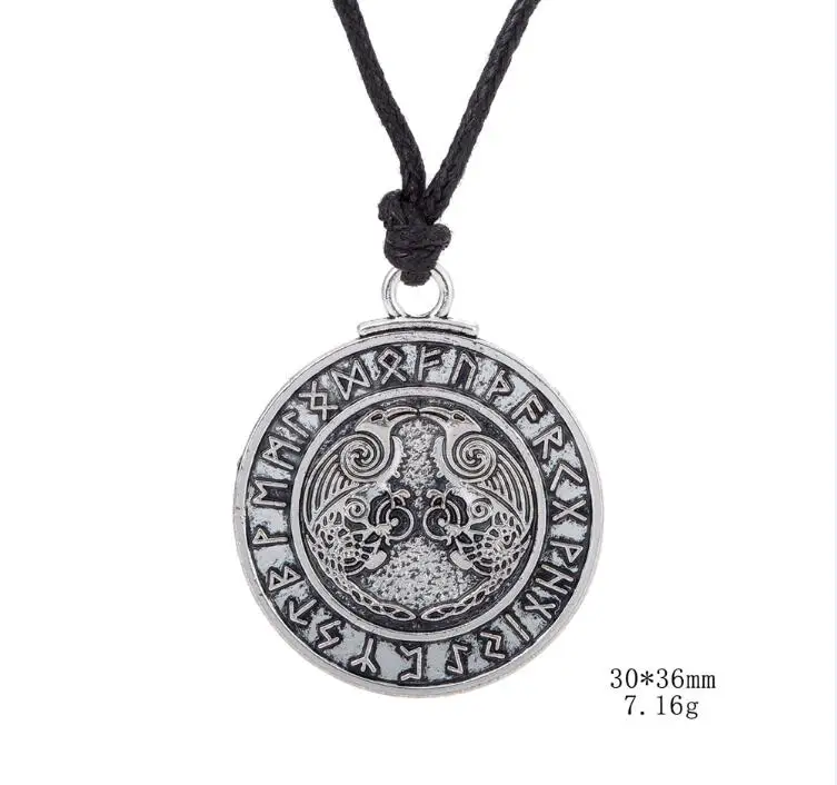Rope Chain EUEAVAN 30 шт. винтажное ожерелье с подвеской из легенды Одина, руны викингов, амулет, птица, животное, ювелирные изделия для мужчин и женщин - Окраска металла: Rope Chain