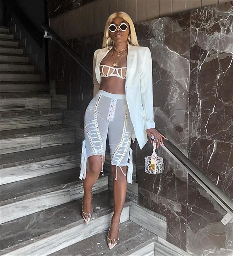 Женский комплект из двух предметов Белое и черное короткое пальто с длинным