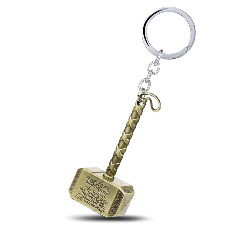 

New Thor Mjolnir Hammer Metal Keychain Mjolnir Figure Key Ring Gold Silver Pendant Men Llavero Jewelry Wholesale Dropshipping