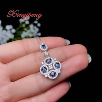 xin yi peng 925 silver plated gold inlaid natural sapphire pendant necklace a woman beautiful anniversary birthday gift