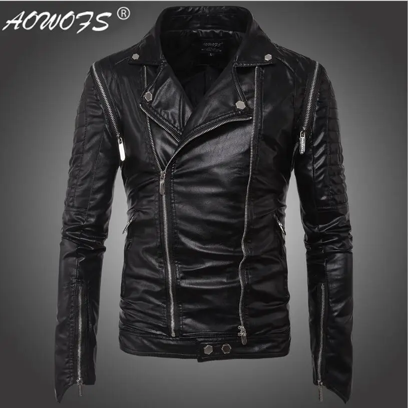 

AILOOGE 2018 New Free Shipping Leather Jacket for Man Coat Male Biker Homme Jaqueta PU Leather