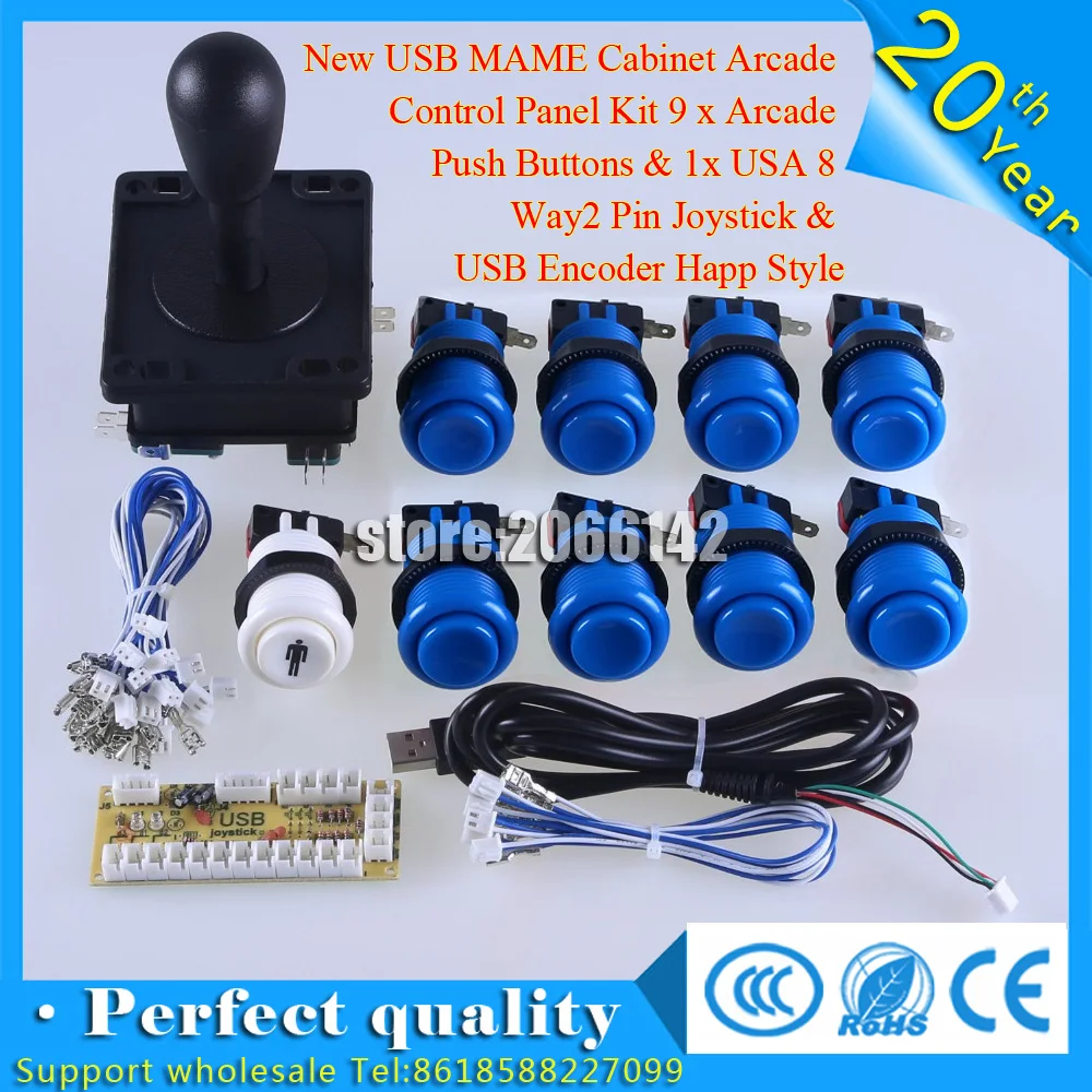 Новая аркадная панель управления с корпусом USB MAME 9 Кнопок и 1x Американский 8