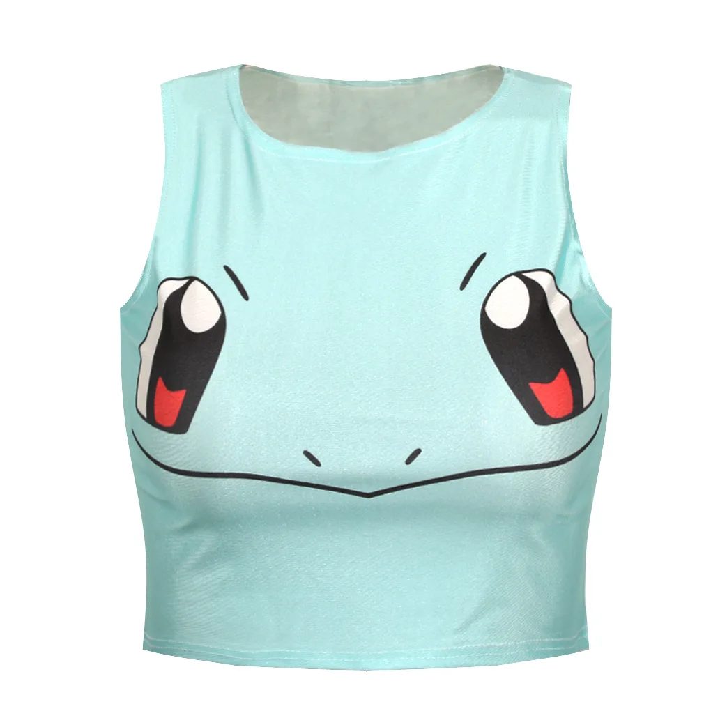 Сексуальный укороченный топ с принтом из мультфильма Покемон го Пикачу Женский