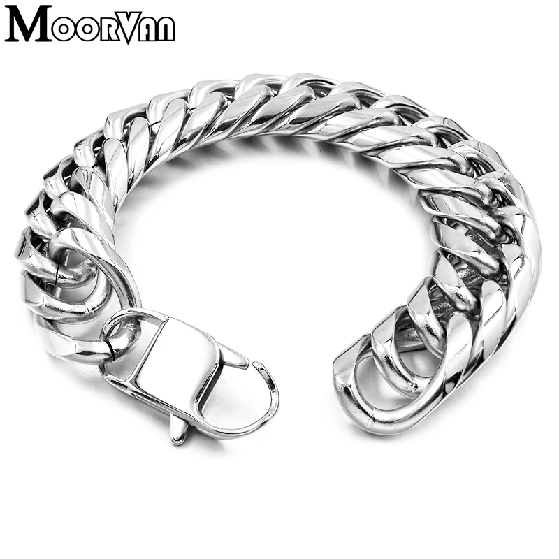 Moorvan 19 мм шириной 22 см длина, ссылка chian ювелирные изделия горячее предложение 316l нержавеющая сталь, для мужчин мужской Шарм браслет Бижу VB307