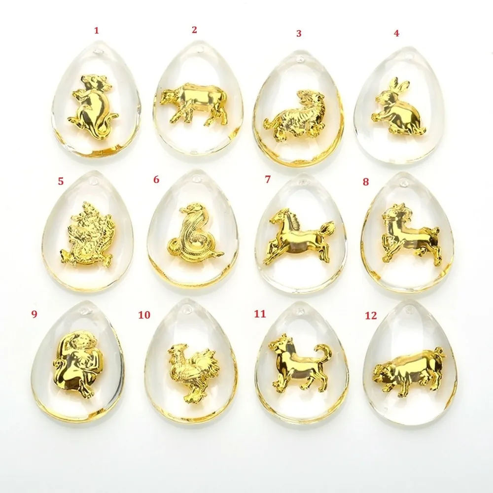 Подвеска из 24 каратного золота и кристалла подвеска китайского зодиакального