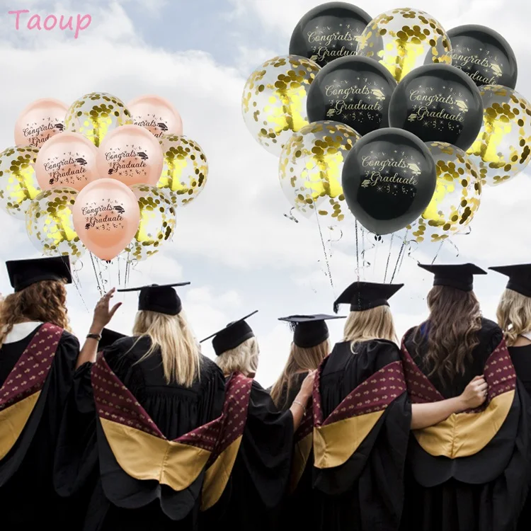 Taoup 10 шт. Золотое шампанское конфетти воздушные шары Выпускной фигурки Свадебные сувениры Выпускной круглый, из латекса баллоны аксессуары