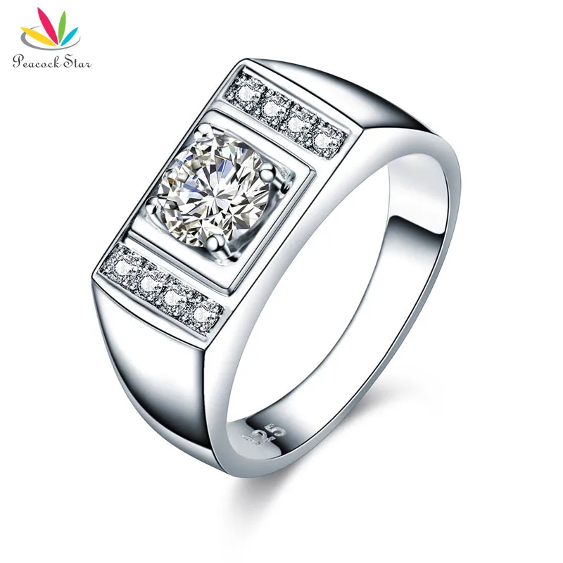 Павлин звезда Для мужчин обручальное кольцо Твердые стерлингового серебра 925