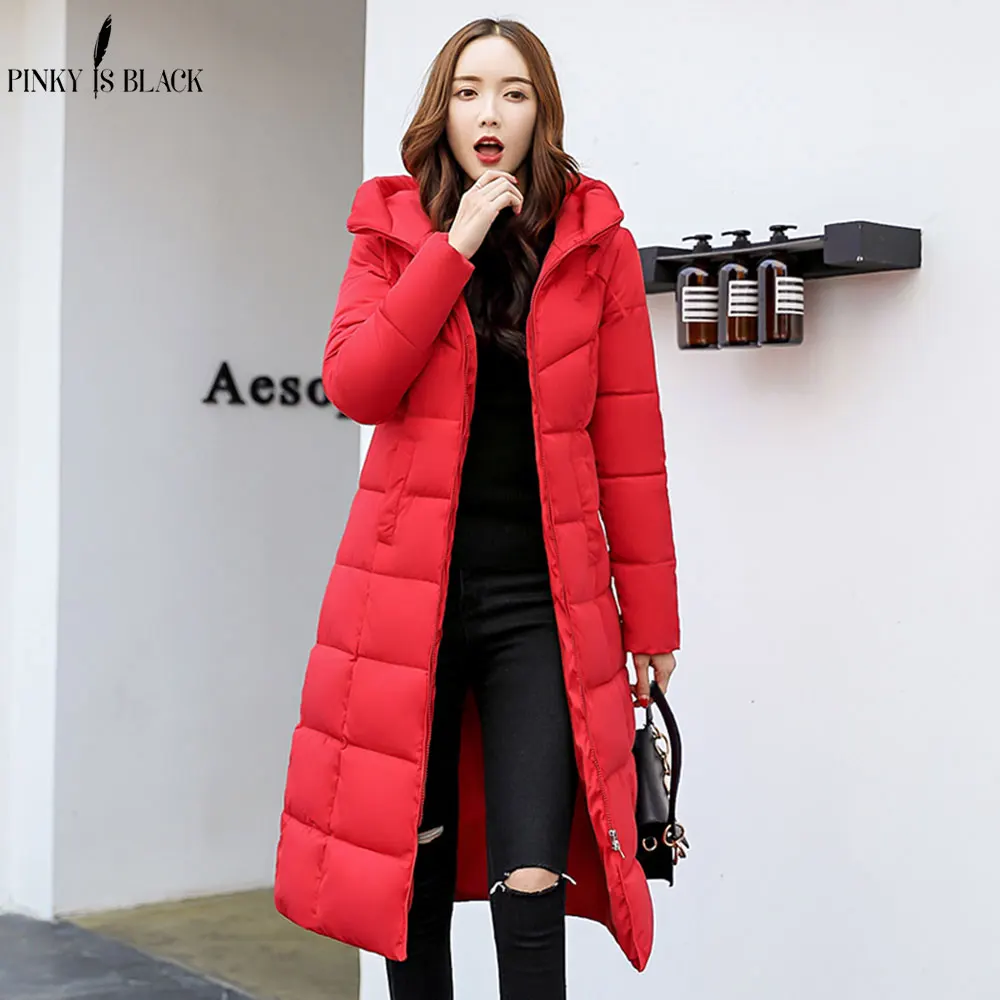 PinkyIsBlack Warm Winter Jackets Women Fashion cotton padded Long Parkas Casual Hooded Winter Coat Women Thicken Slim