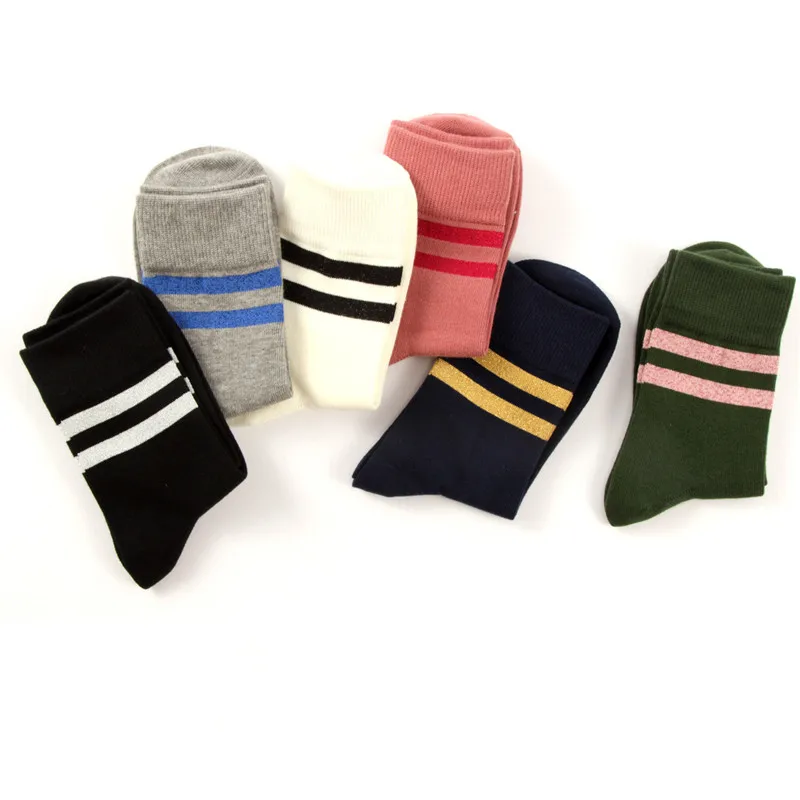 Женские хлопковые носки модные сохраняющие тепло с рисунком в полоску дышащие