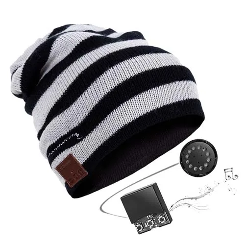 035-stripe JINSERTA Беспроводная шапка c наушниками Bluetooth со съемным светодиодный светильник BT 4,2 стерео музыкальные кепки с микрофоном для смартфонов Handsfree - Цвет: 035-stripe