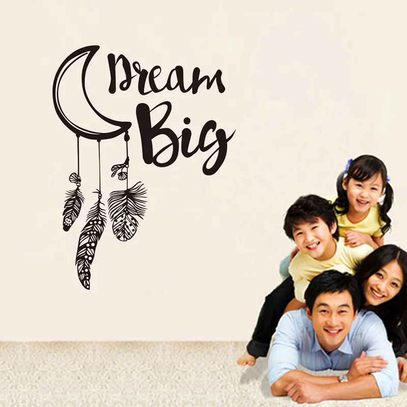 Детская комната Moon Dream Catcher настенные Vinilos Decorativos Цитата Big перо сказочной стены