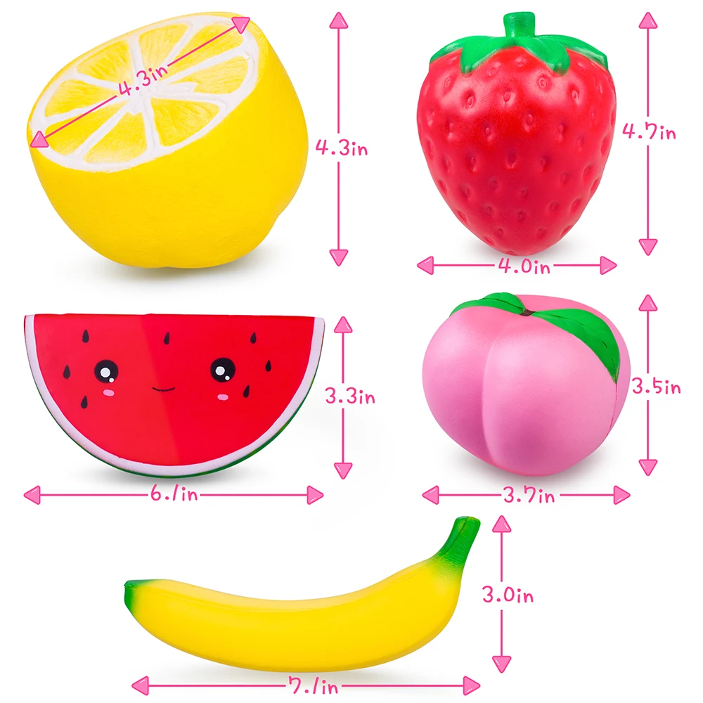 Jumbo Squeeze Toys фруктовый микс упаковка 5 шт./партия ароматизированный мягкий