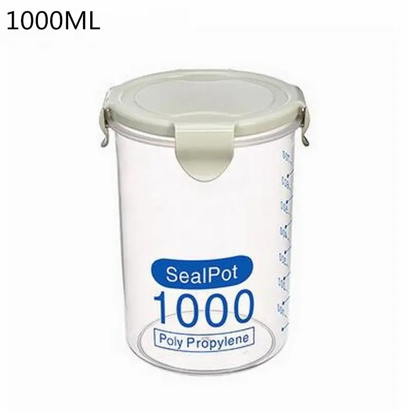 1000ml green Hoomall 4 решетки пластиковая кухонная коробка для хранения холодильник контейнер для сохранения пищи рис бобы Stoarge Jar с крышкой уплотнения - Цвет: 1000ml green