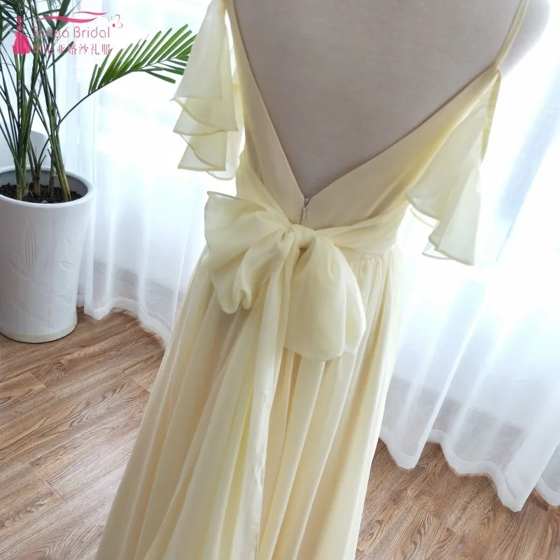 

Bohemian Long Bridesmaid Dresses 2018 A Line Backless vestido de festa longo Formal Lady robe demoiselle Bridesmaid Gowns DQG252