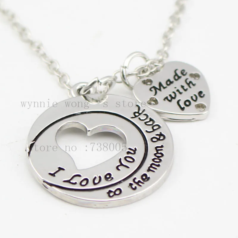 2017 новое поступление &quotI Love You To The Moon &amp Back Heart серебряное ожерелье с подвеской в