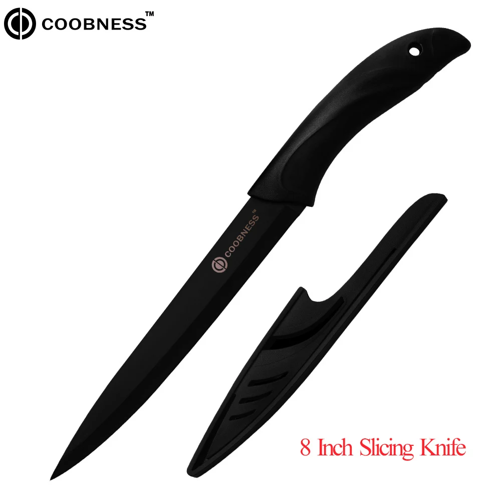 COOBNESS Professional Kitchen Knife Meat Vegetable Chopper Knives 3Cr13 Steel Bread Santoku Knife PP+TPR Handle Knives Tools - Цвет: 8 Inch Slicing