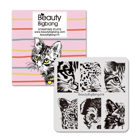 BeautyBigBang 6 см кот животное Маникюр Шаблон штамповка пластина для ногтей трафареты для дизайна ногтей шаблонные штампы BBB026
