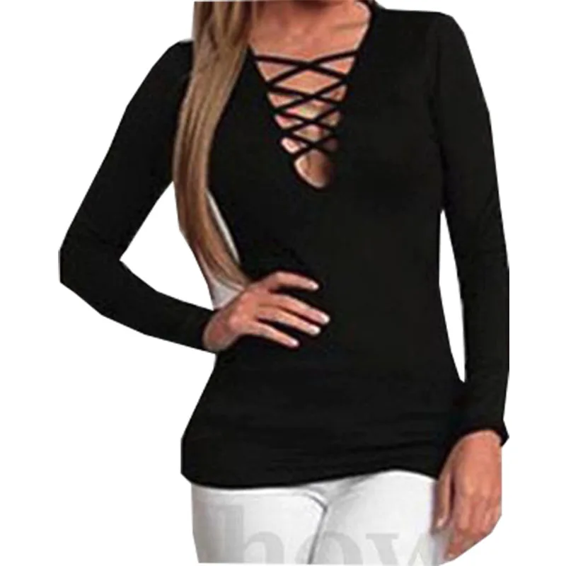 Женская футболка Новая европейская Америка облегающая с длинными рукавами