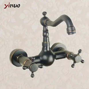 Черный медный кран для ванной комнаты модный винтажный горячей и холодной воды