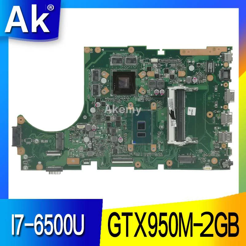 AK X756UX MAIN_BD. laptop Mainboard For Asus X756U X756UXM K756U X756UB motherboard DDR4 I7 6500U/AS GTX950M 2GB test ok|Материнские