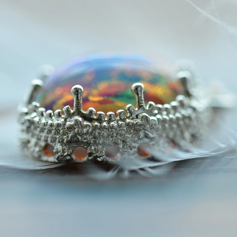 MosDream Warmth Fire Opal Pendant Necklace for women Pink Multi Gemstone Magic Friendship Jewelry Delicate s925 silver Necklace
