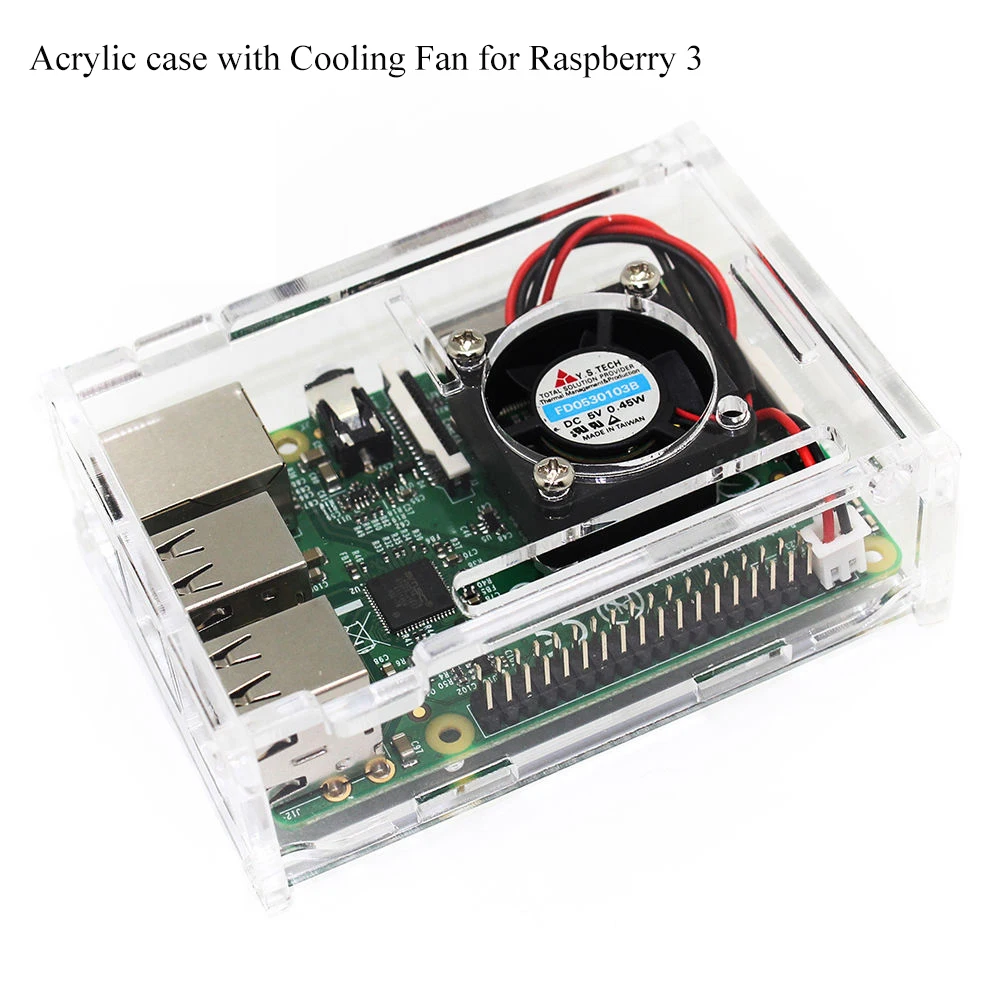 

Прозрачный акриловый чехол с охлаждающей планкой для Raspberry Pi 3