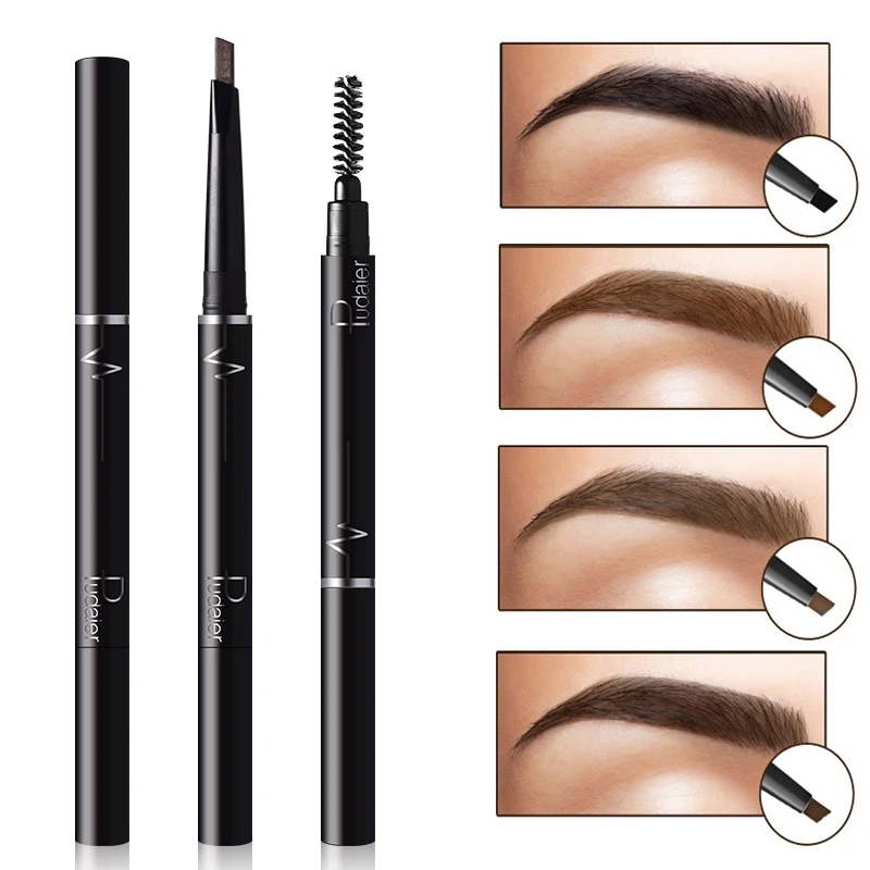 Professional Waterproof Black Brown Eyebrow Enhancer Makeup 2 End Automatic Pencil With Mascara Brush Henna For EyeBrows | Красота и