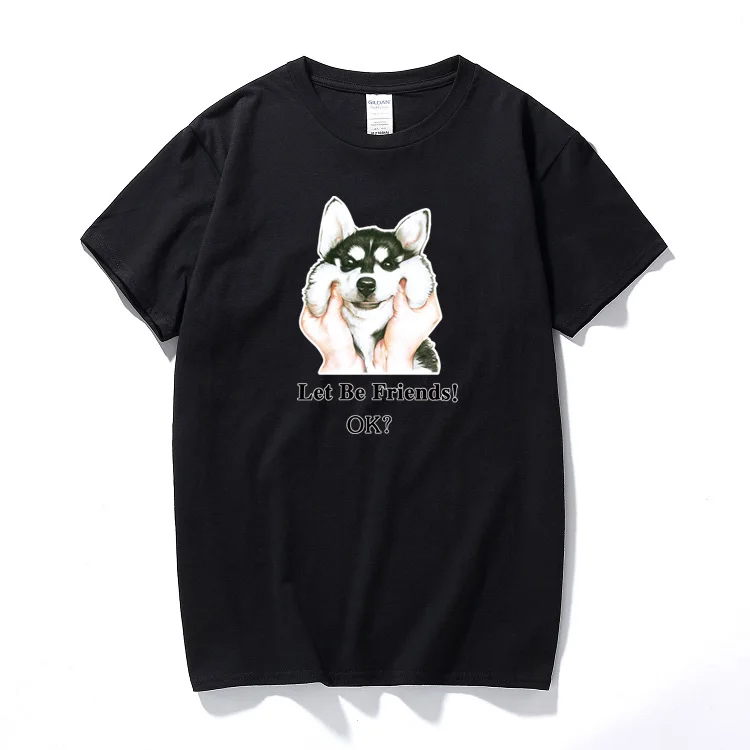 Men's Funny Siberian Husky T shirt Summer Doge Cotton Tee Shirt Homme Men and Women Harajuku Dog Brand Clothing | Мужская одежда