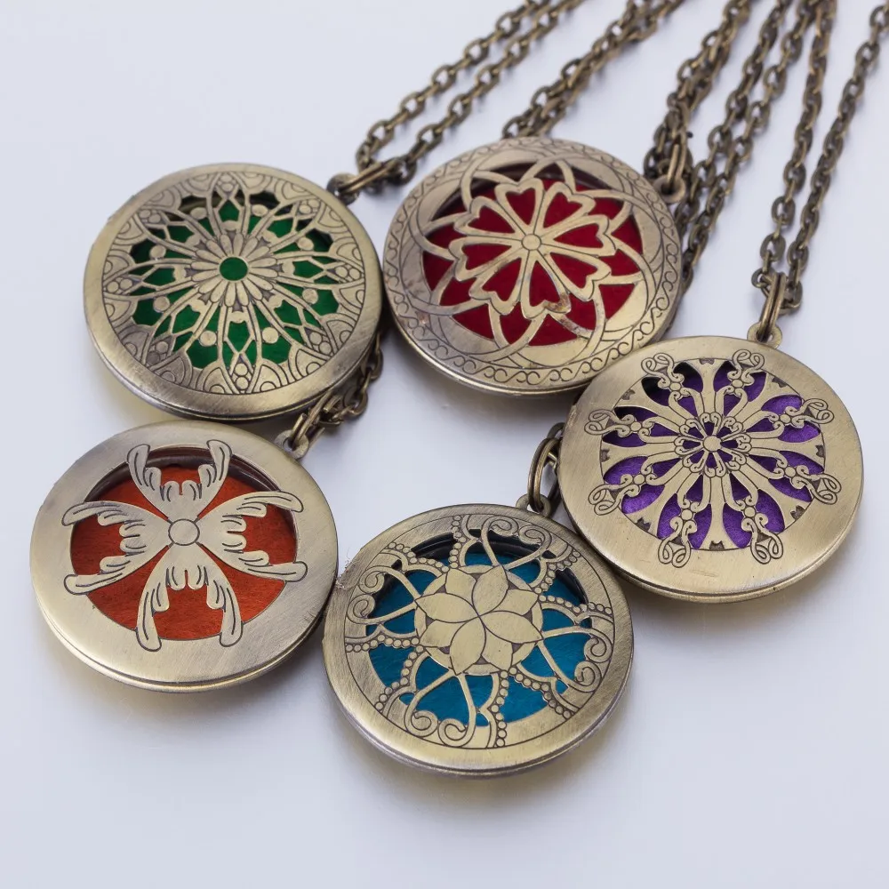 10 шт 32 мм круглый диффузор эфирного масла филигранный кулон ожерелье с яркий