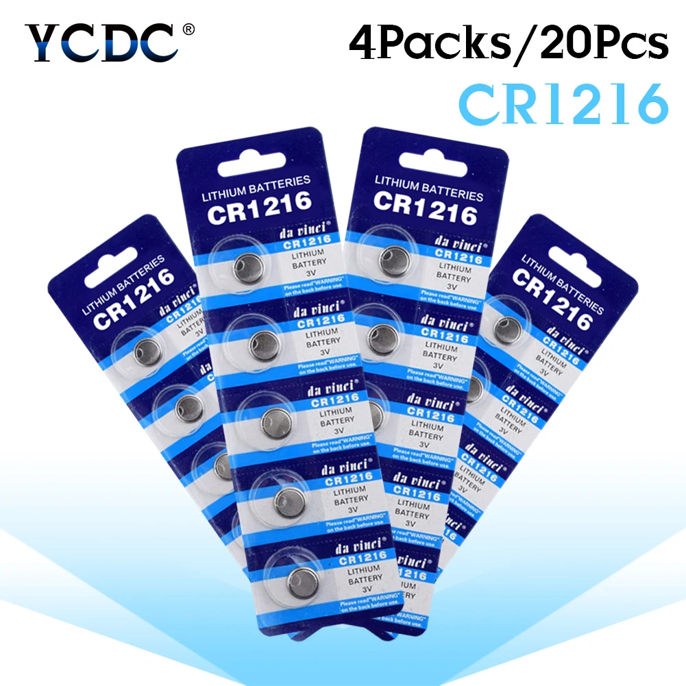 YCDC 20 шт. 3 вольт CR1216 батарея одно использование литий ионные аккумуляторы 1216 DL1216