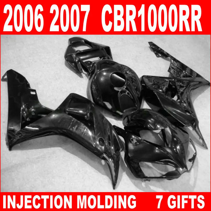 Обтекатели из АБС пластика для мотоцикла HONDA 2006 2007 cbr 1000 rr глянцевые черные CBR1000RR 06