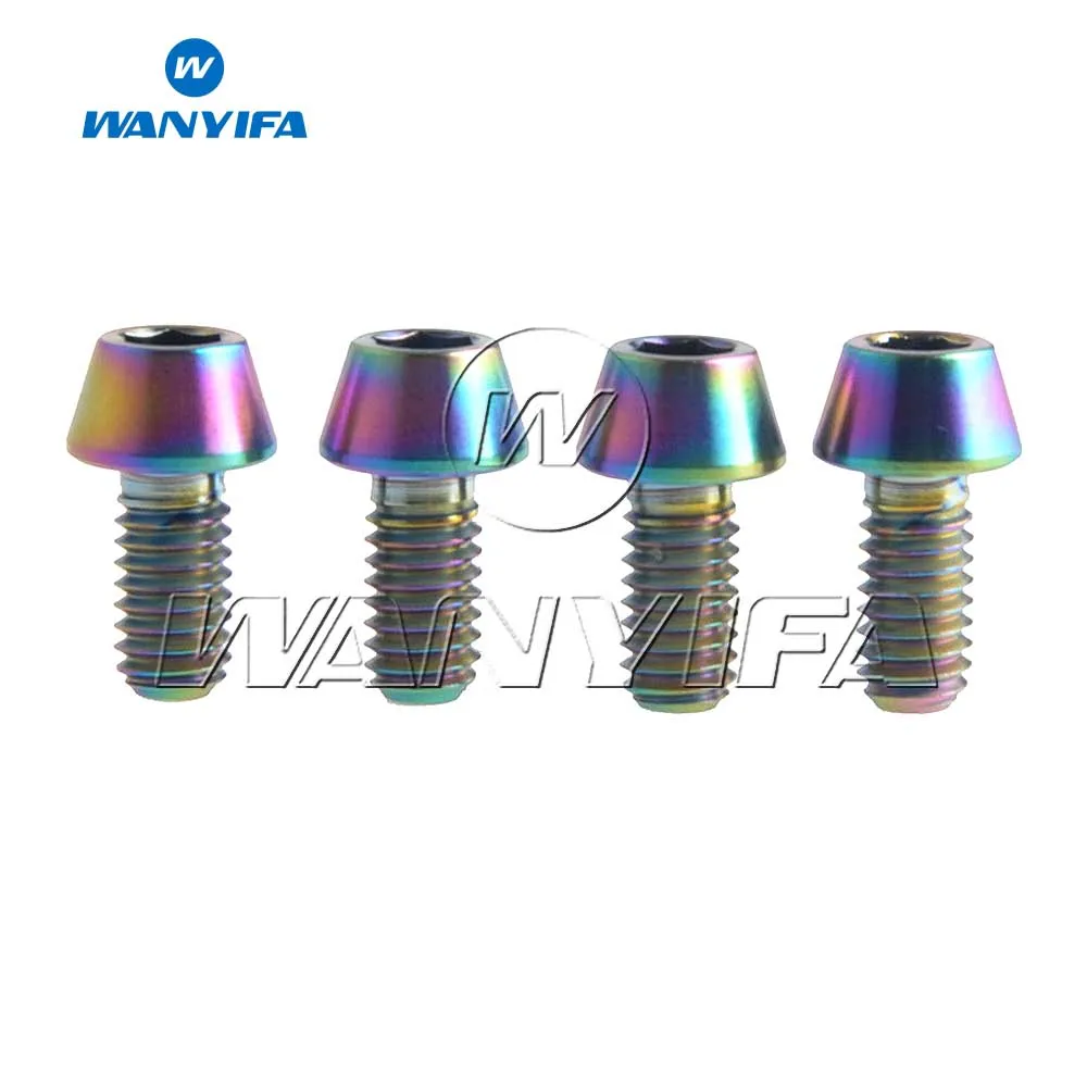 Wanyifa 4 шт. Титановые Болты Винты M4x8mm конические болты для велосипеда Детали руля