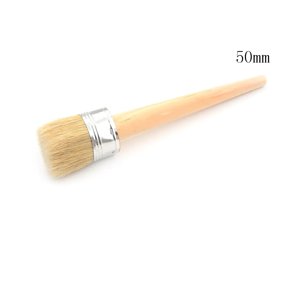 

Useful Wooden Handle Painting Wax Brushes 185mm Long Round Bristle Chalk Oil Paint 50mm