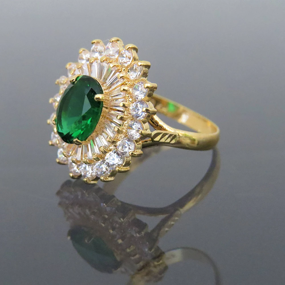 14k желтое золото 1.6CT 9*7 мм изумруд лаборатория-создан с Buguettee белый топаз и