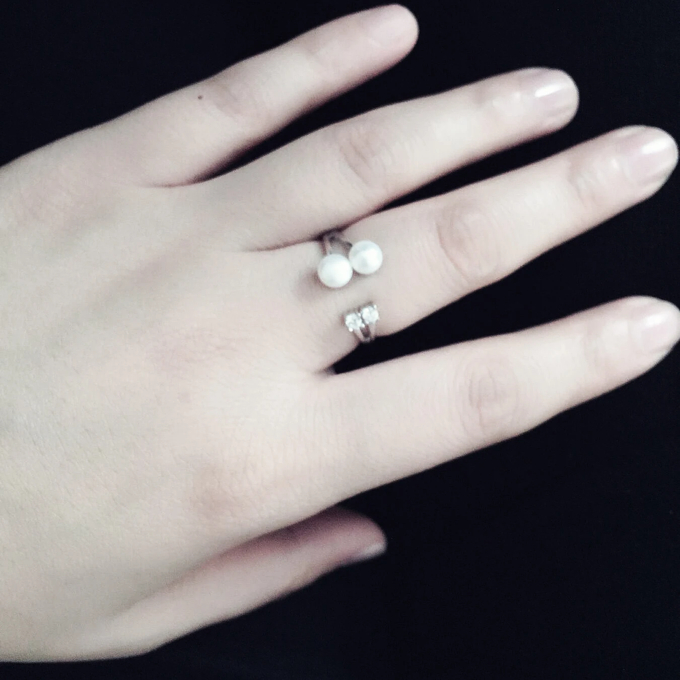 

Freshwater pearl ring for women,adjustable S925 silver finger ring jewelry,double pearl rings wedding drop shipping fine gift