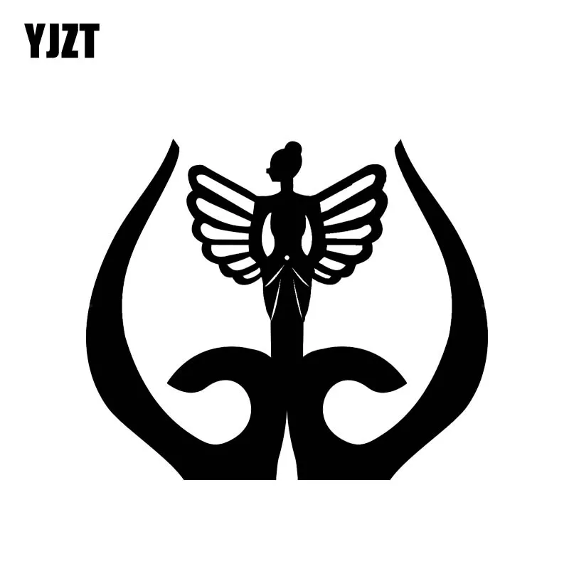 

YJZT 12,7*10,8 см абстрактная Цветочная наклейка с ангелом, силиконовая наклейка для кузова автомобиля, черная/Серебряная Фотография