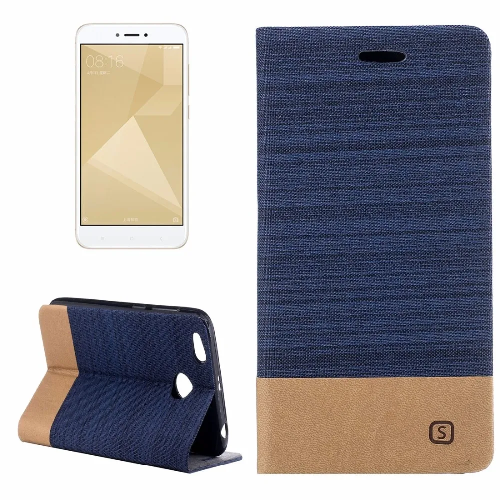 Чехол для смартфона Xiaomi Redmi 4X холщовая текстура ПУ + ТПУ горизонтальный откидной