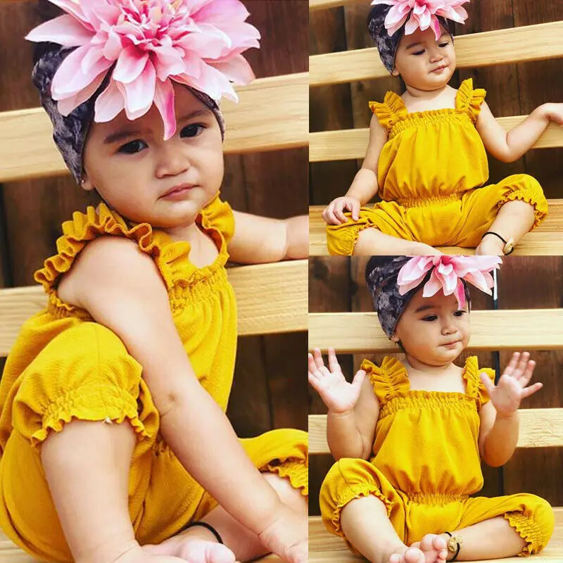 Новинка 2019 комбинезон с цветочным принтом для новорожденных и маленьких девочек