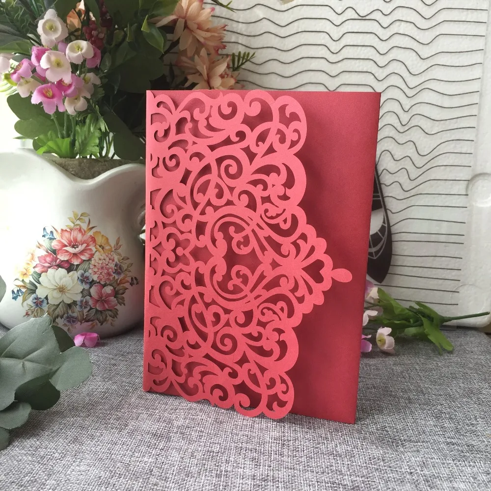 50 шт./лот синяя полая Королевская корона жемчужная бумага Свадебное приглашение