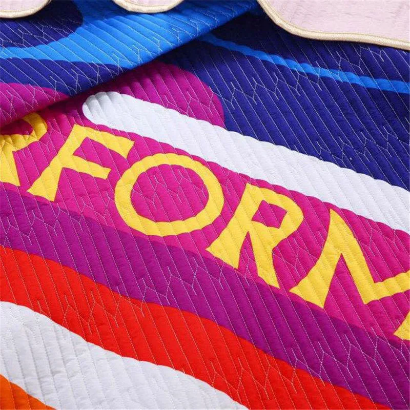 

FAMVOTAR 3-Pieces Graffiti Style Quilted Bedspread Set Gorgeous 100% Cotton Comforter Fabric Letter Print Coverlets Bedspreads