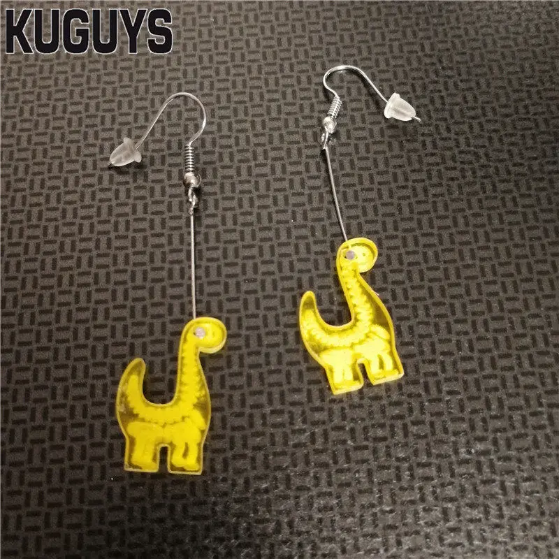 KUGUYS женские интересные висячие серьги милые маленькие с динозавром модные