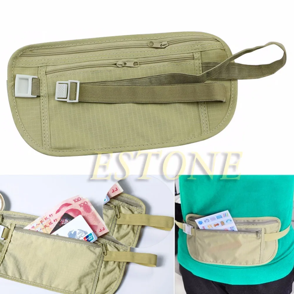 Тканевая дорожная сумка скрытый кошелек на пояс для паспорта денег тонкая