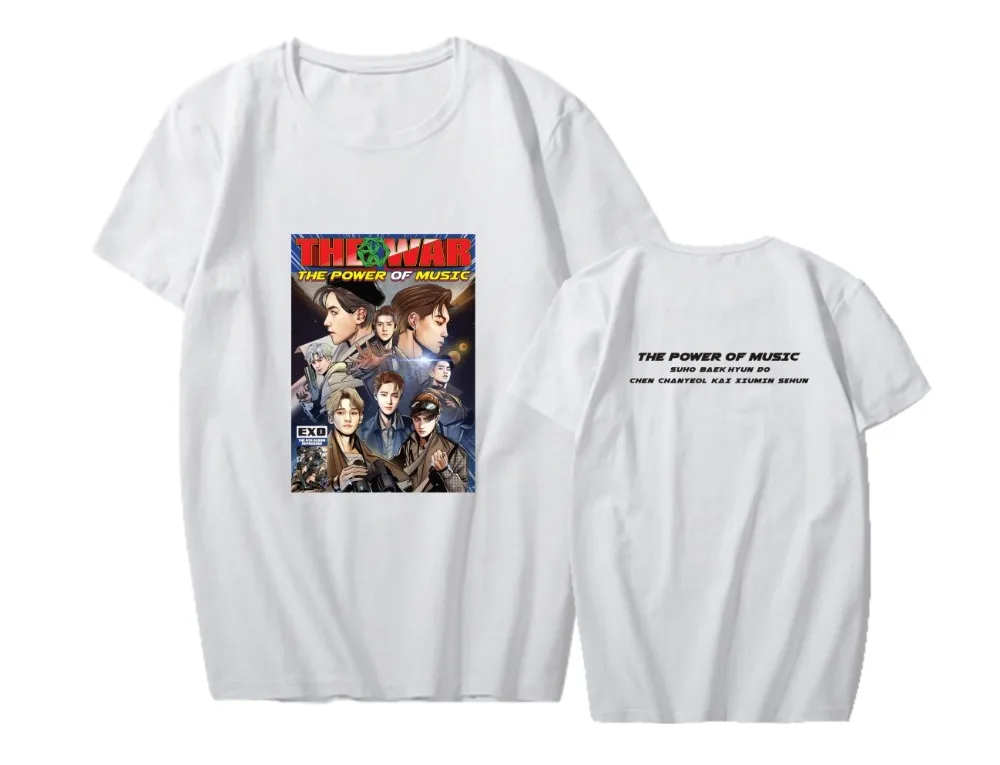 EXO 4nd THE WAR The Power of Music Loose футболка для хип хопа Top JN416 | Женская одежда