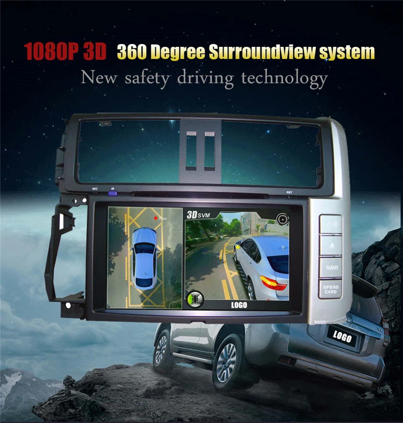 Newst HD 3D 360 панорамный обзор системы вождения поддержка птичий вид панорамная система 4 Автомобильная камера 1080 P DVR g-сенсор