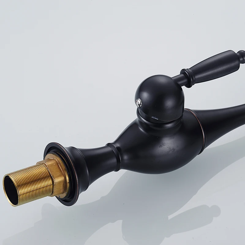 Kitchen Faucet Euro Retro Oil Rubbed Black Bronze Swivel Singe Handle Bathroom Basin Kitchen Deck Mounted Sink Mixer Tap